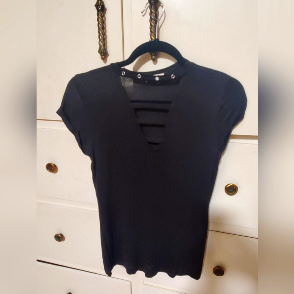 Black Cut-Out Women's Top